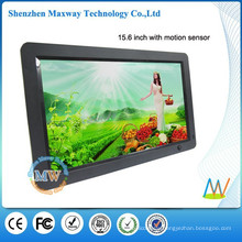 16:9 resolution 1366x768 slim 15.6 inches black HD digital photo frame with motion sensor